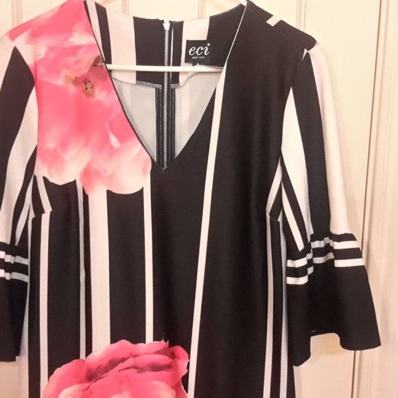 Beautiful Pink Flower Print Dress 8 w/Purse - Picture 4 of 5